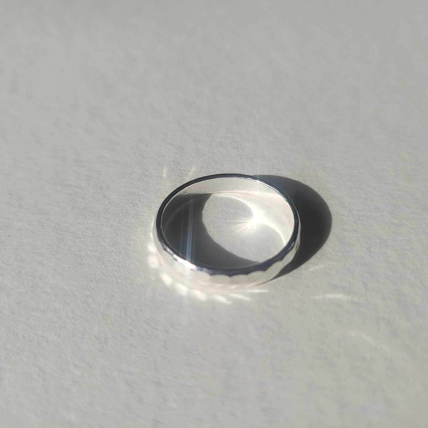 Silver hammered ring